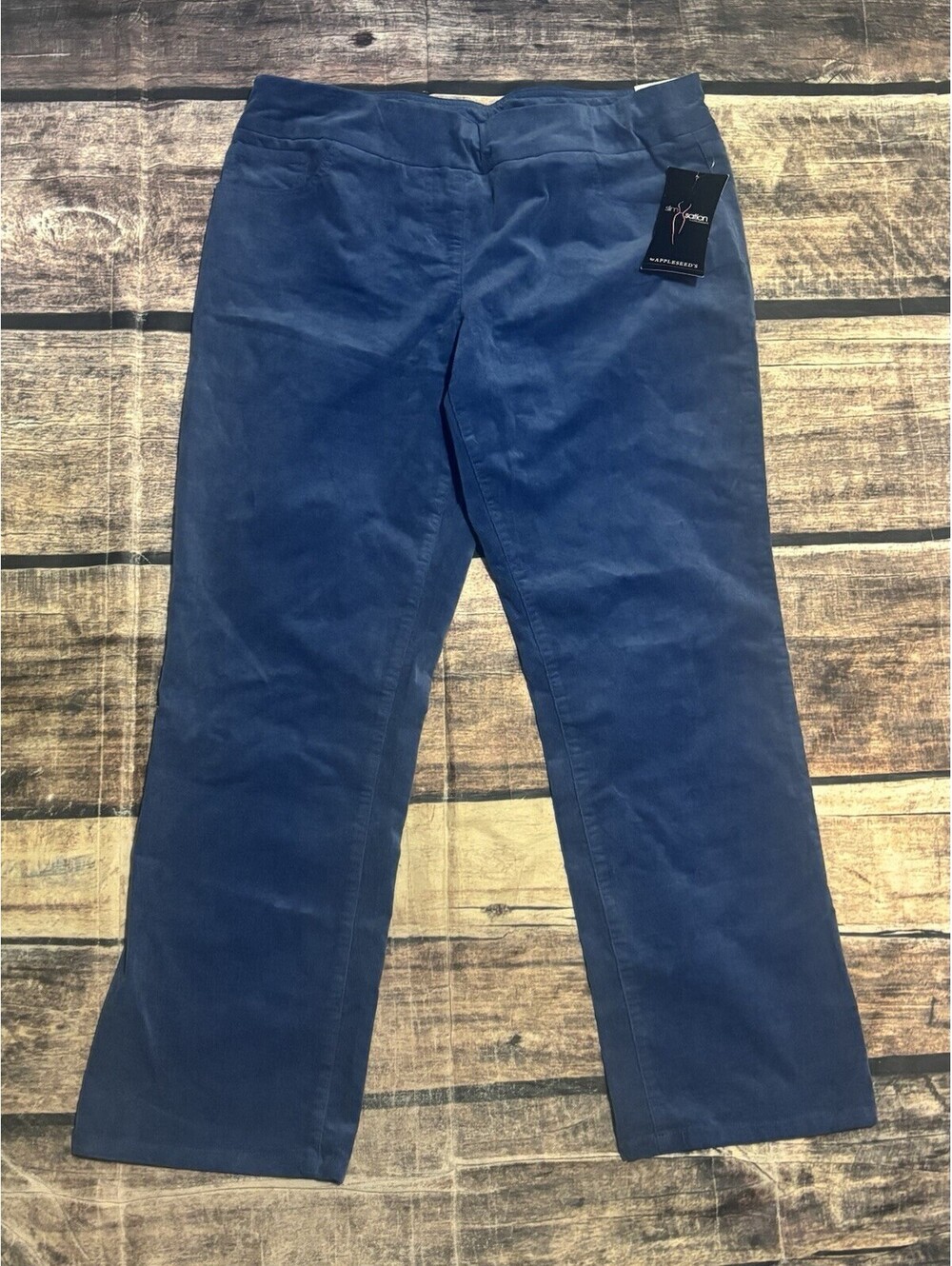 Slim-Sation for Appleseeds Pants Womens 16P Corduroy Relaxed Leg Blue